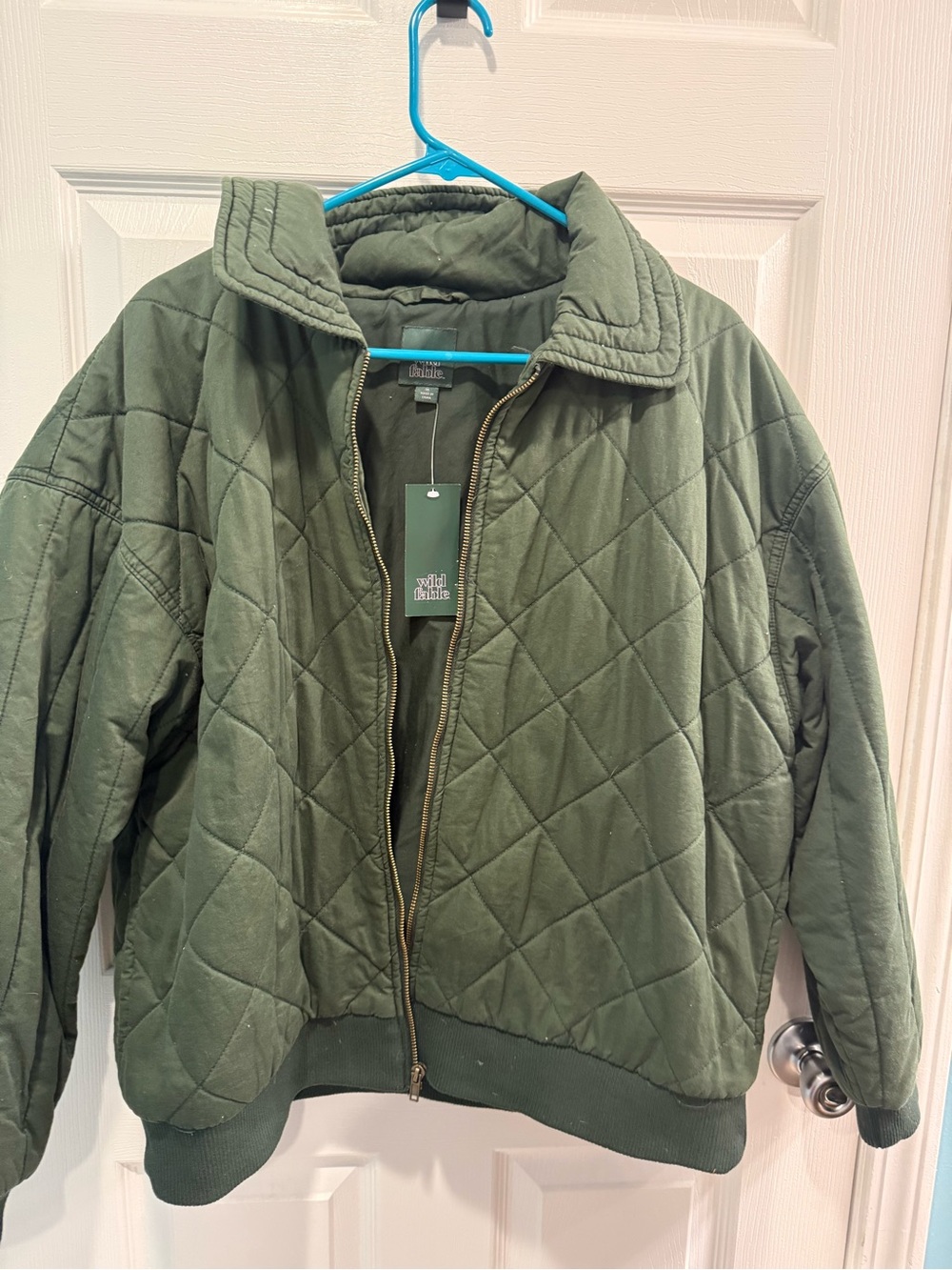 wild fable Olive Quilted Bomber Jacket